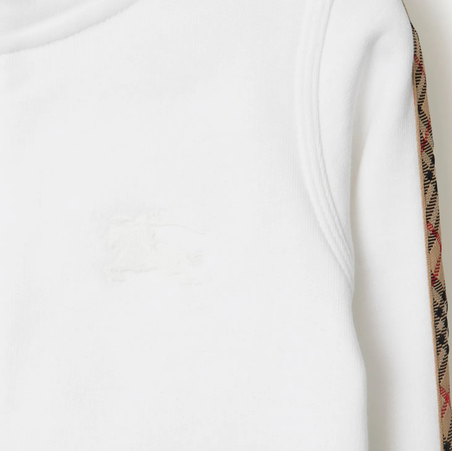 Check Trim Cotton Zip Hoodie