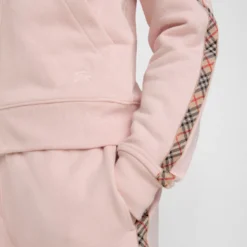 Check Trim Cotton Zip Hoodie