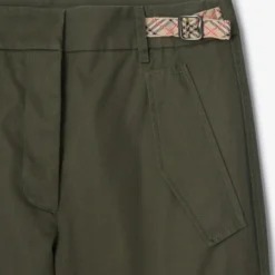 Check Trim Gabardine Cargo Trousers