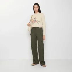 Check Trim Gabardine Cargo Trousers