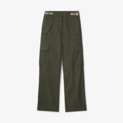 Check Trim Gabardine Cargo Trousers