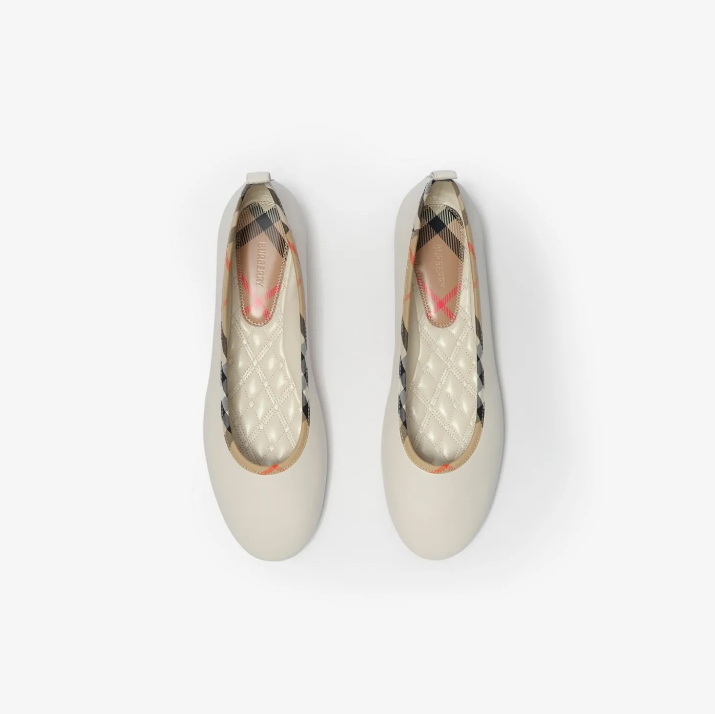 Check Trim Leather Robin Ballerinas