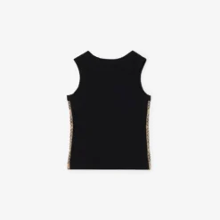 Check Trim Stretch Cotton Vest