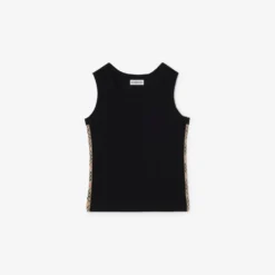 Check Trim Stretch Cotton Vest