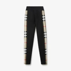 Check Trim Stretch Jersey Leggings