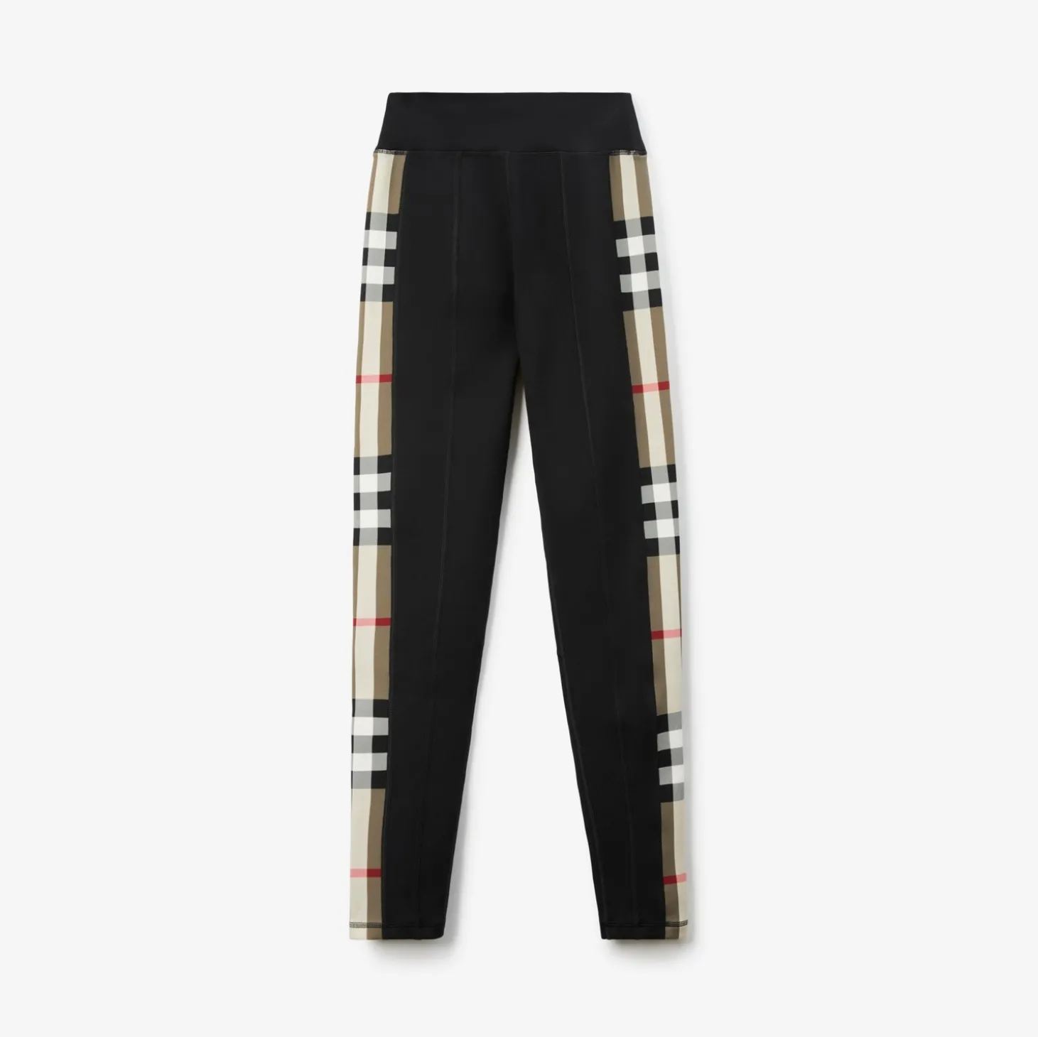 Check Trim Stretch Jersey Leggings