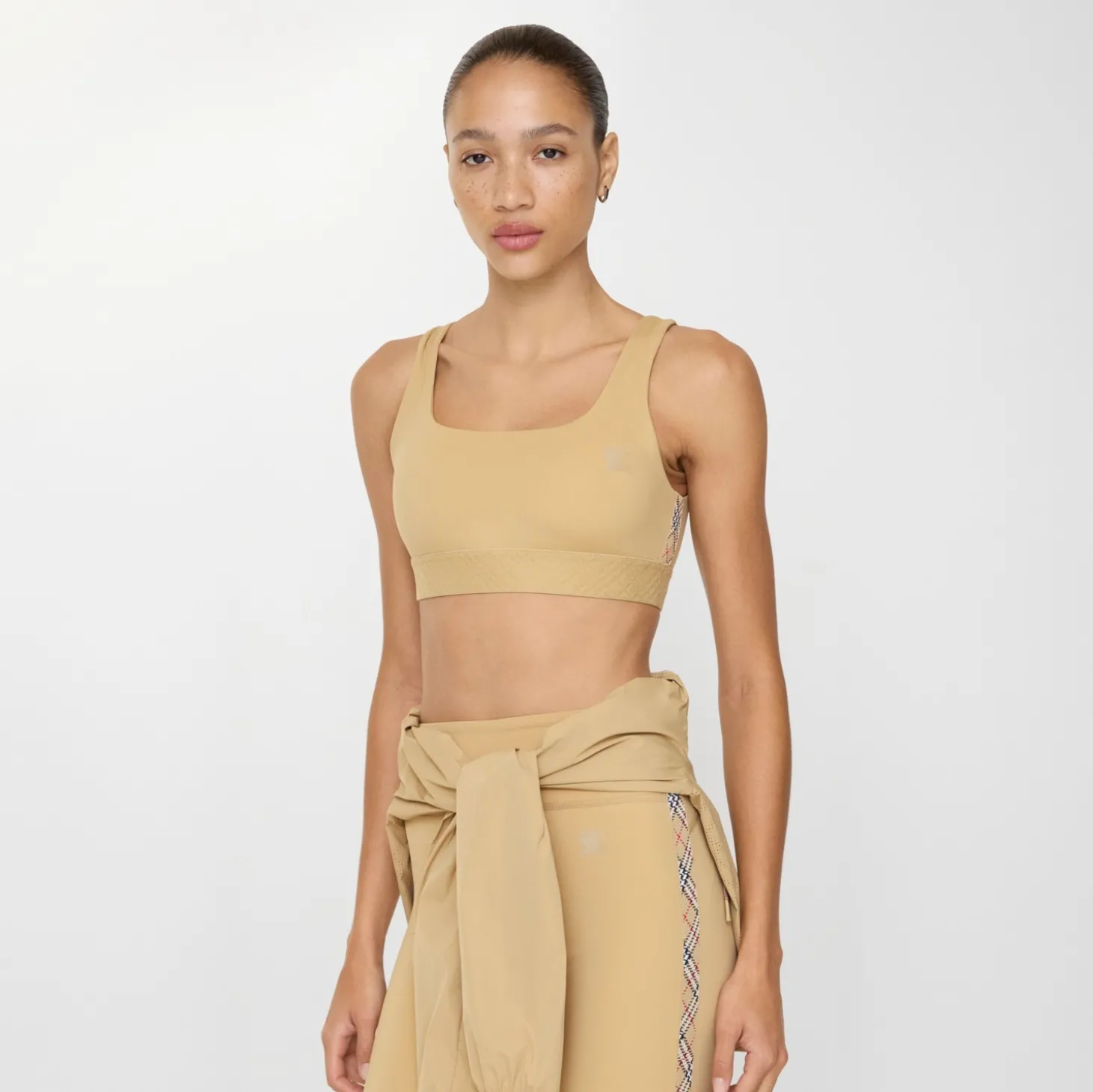 Check Trim Stretch Nylon Bra Top