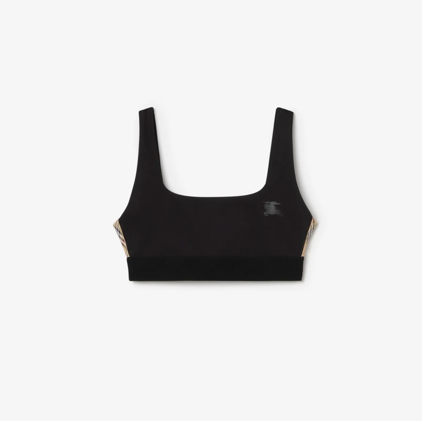 Check Trim Stretch Nylon Bra Top