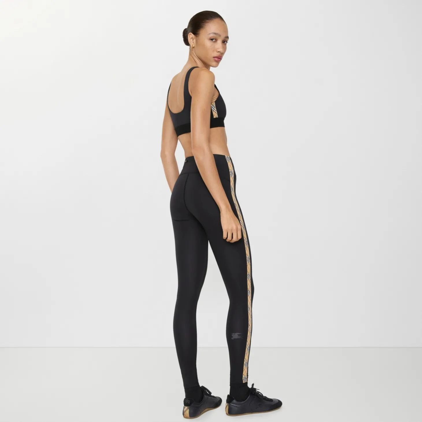 Check Trim Stretch Nylon Leggings