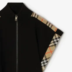 Check Trim Wool Cape