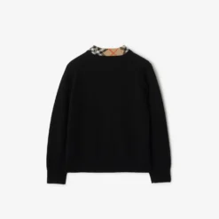 Check Trim Wool Cardigan