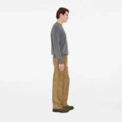 Check Trim Wool Sweater