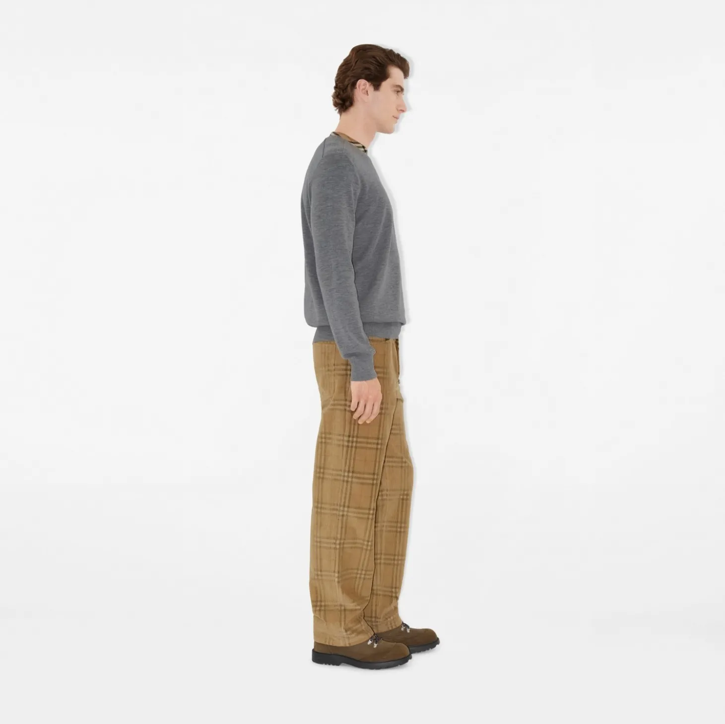 Check Trim Wool Sweater