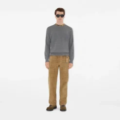 Check Trim Wool Sweater