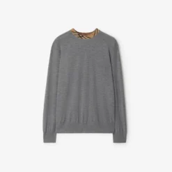 Check Trim Wool Sweater
