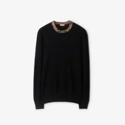 Check Trim Wool Sweater