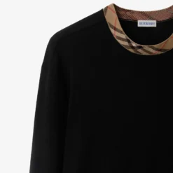 Check Trim Wool Sweater