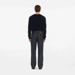 Check Trim Wool Sweater