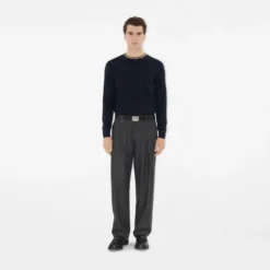 Check Trim Wool Sweater
