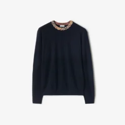 Check Trim Wool Sweater