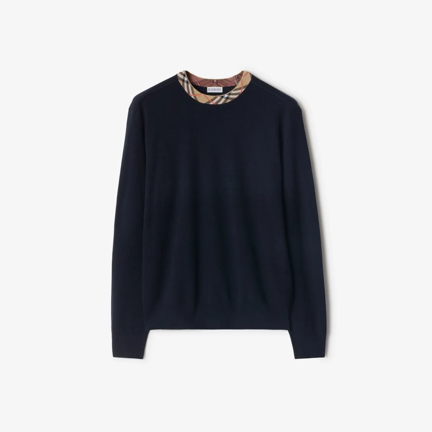 Check Trim Wool Sweater