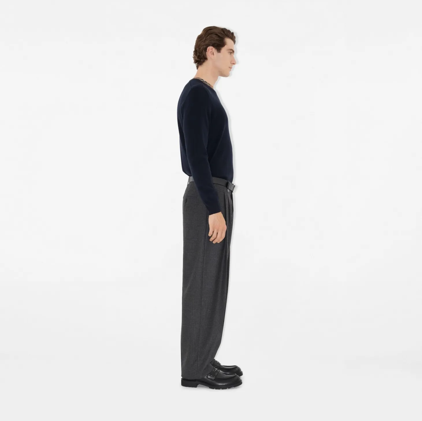 Check Trim Wool Sweater