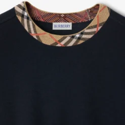 Check Trim Wool Sweater