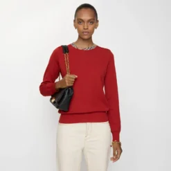 Check Trim Wool Sweater