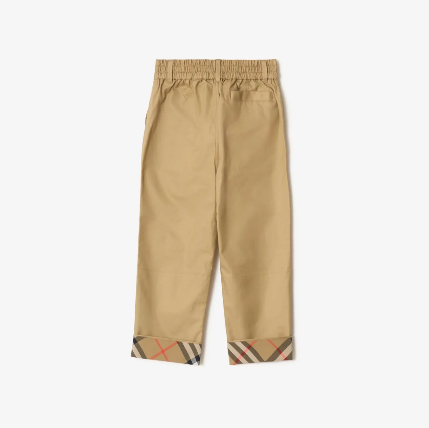 Check Turn-up Cotton Trousers