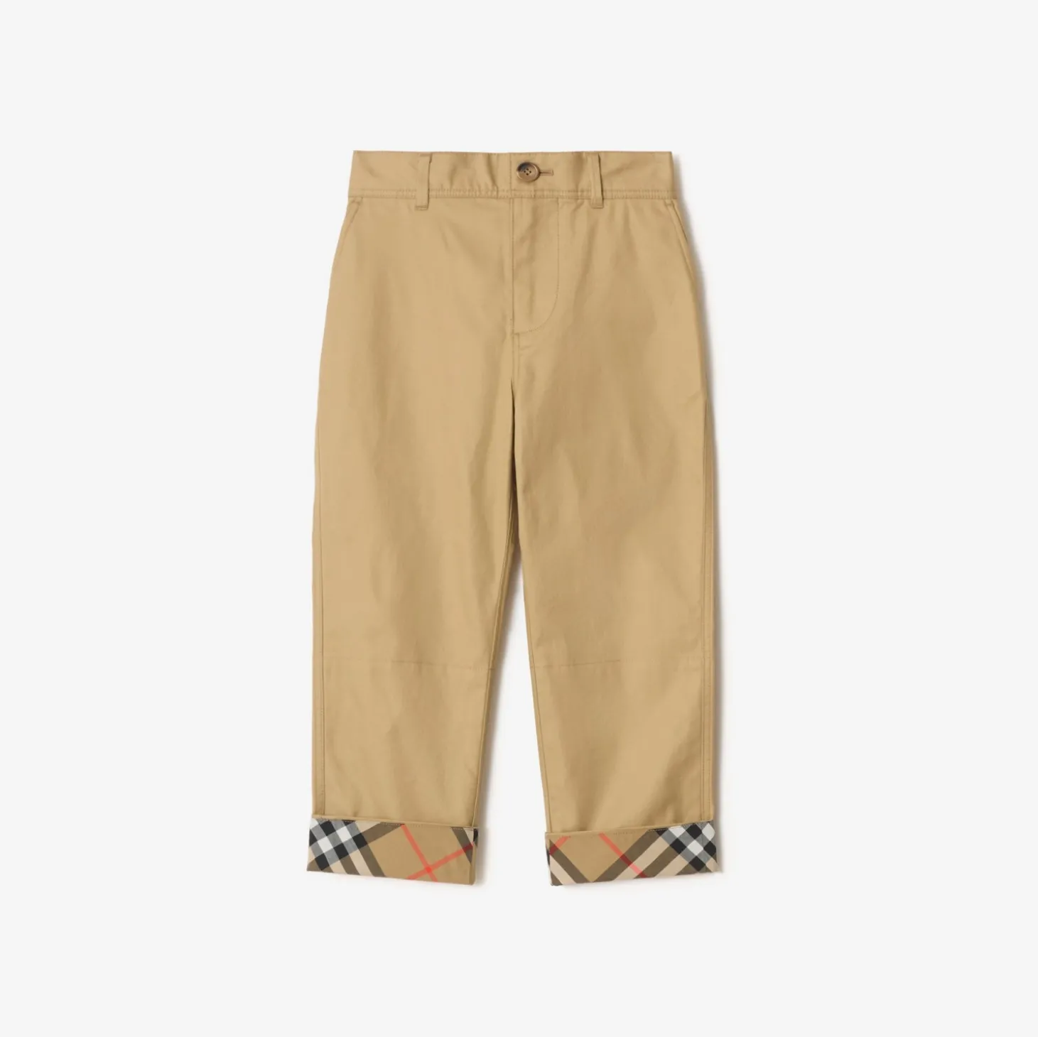 Check Turn-up Cotton Trousers