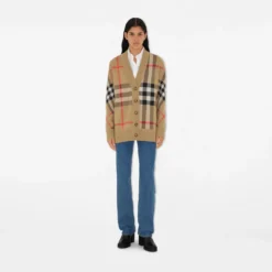 Check Wool Blend Cardigan