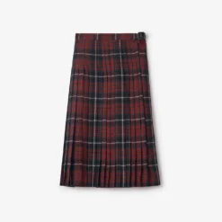 Check Wool Blend Midi Kilt