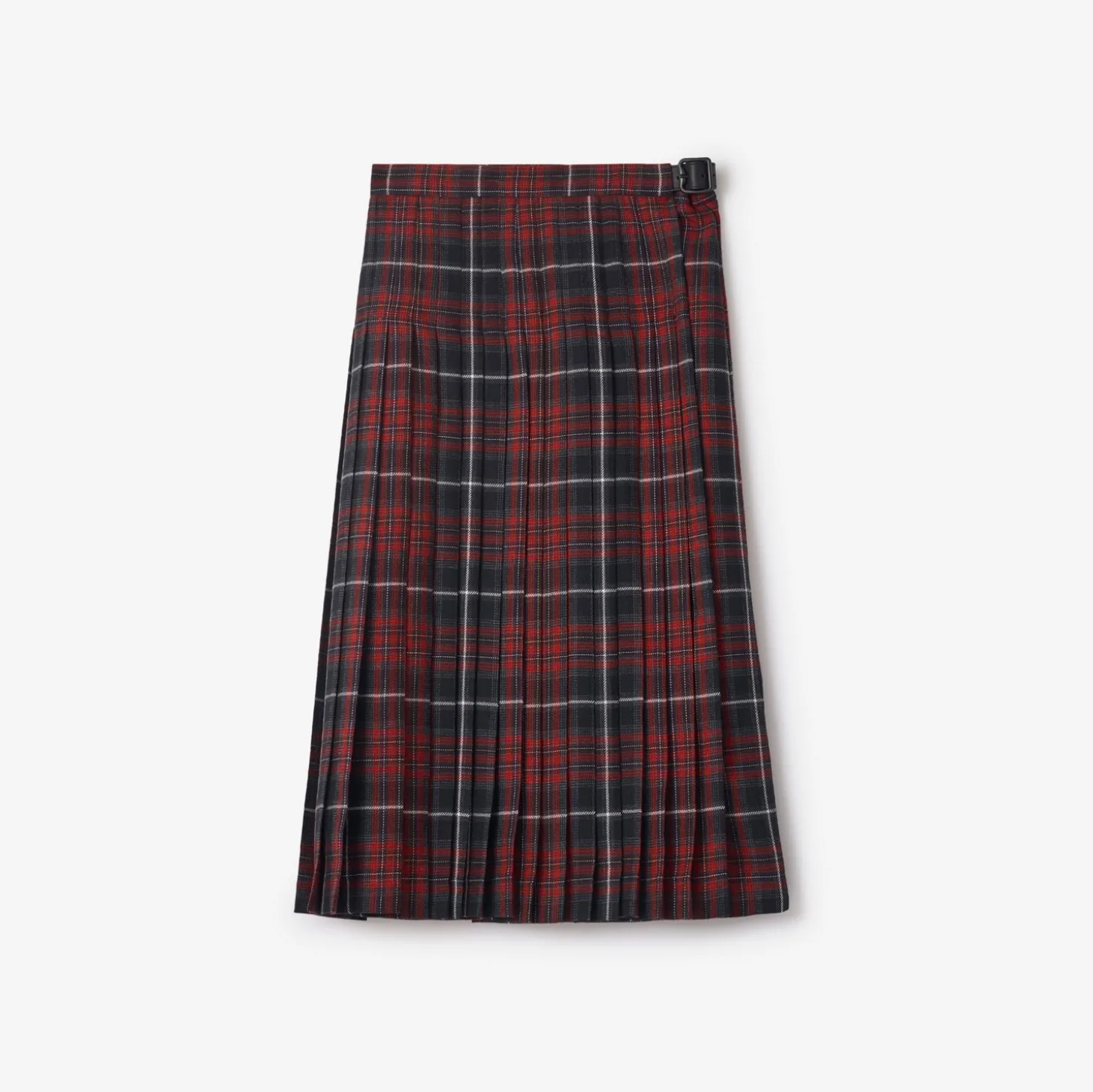 Check Wool Blend Midi Kilt