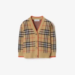 Check Wool Cardigan