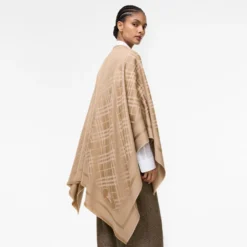 Check Wool Cashmere Cape