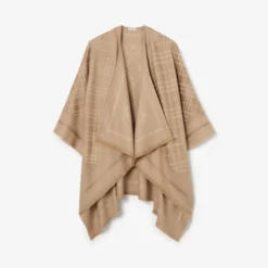 Check Wool Cashmere Cape