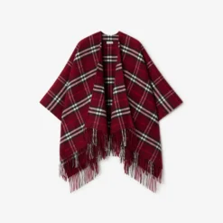 Check Wool Cashmere Cape