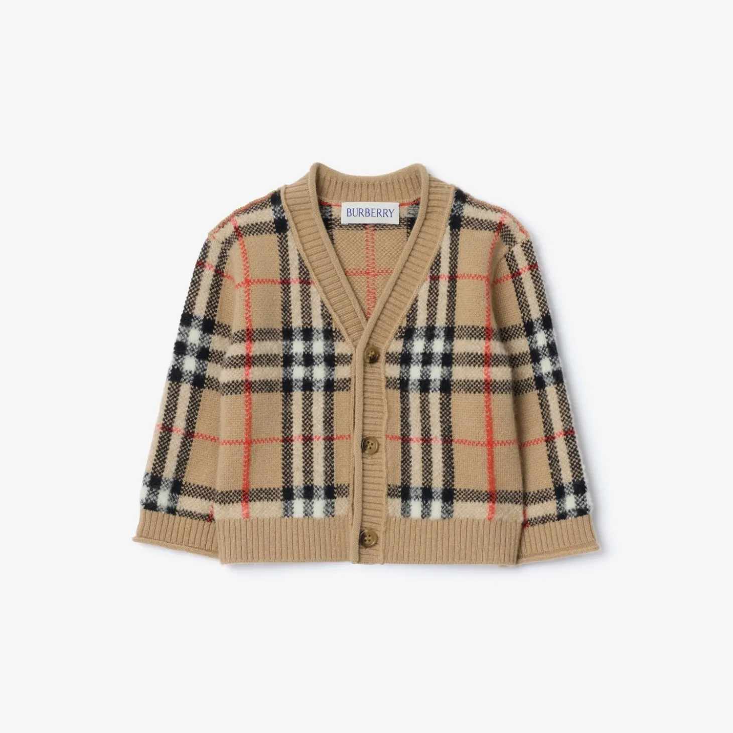 Check Wool Cashmere Cardigan