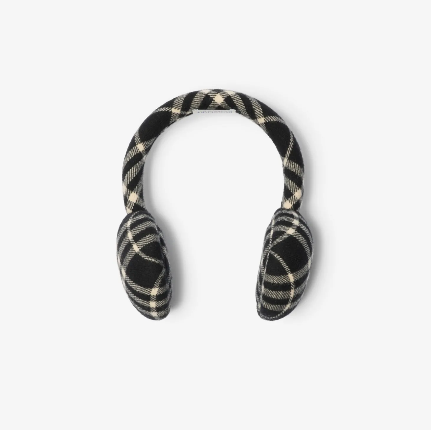 Check Wool Cashmere Earmuffs