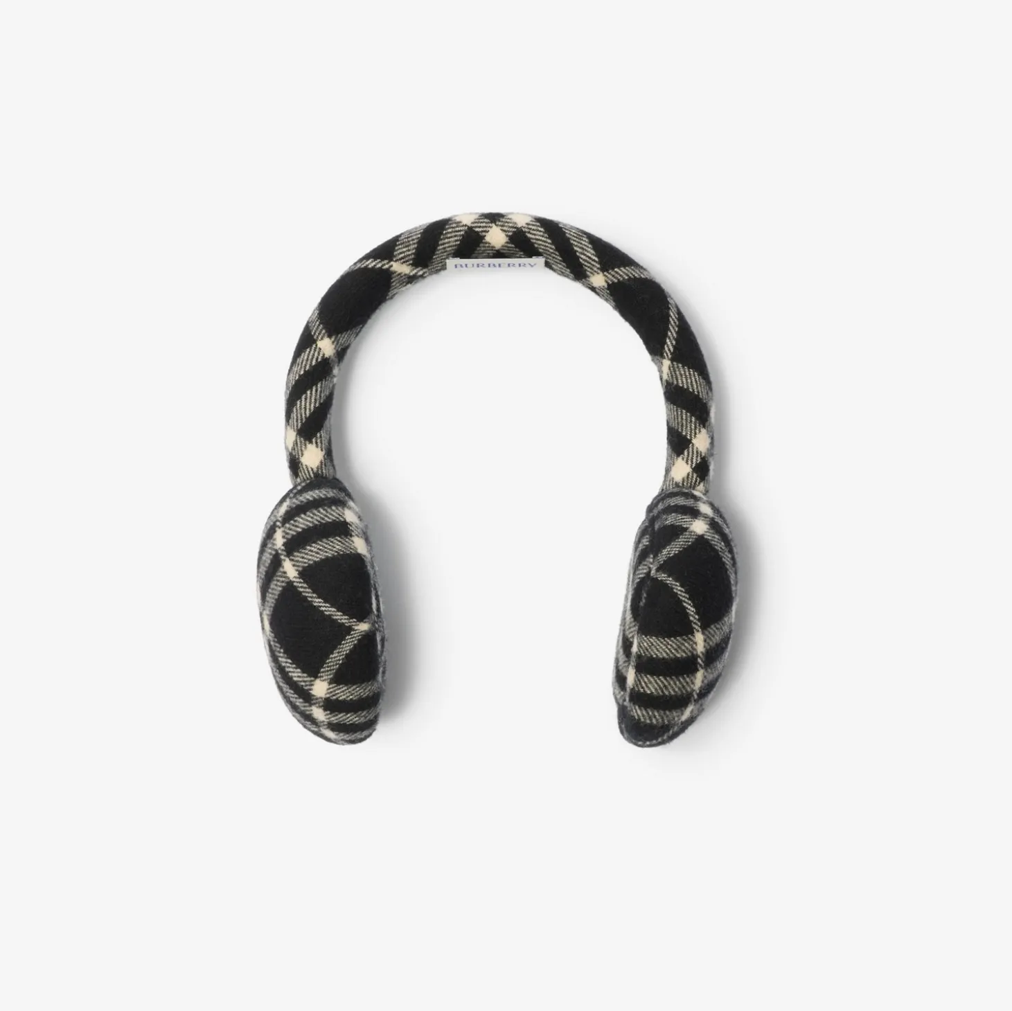 Check Wool Cashmere Earmuffs