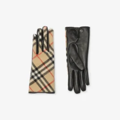 Check Wool Cashmere Gloves
