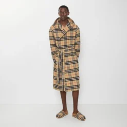 Check Wool Cashmere Robe