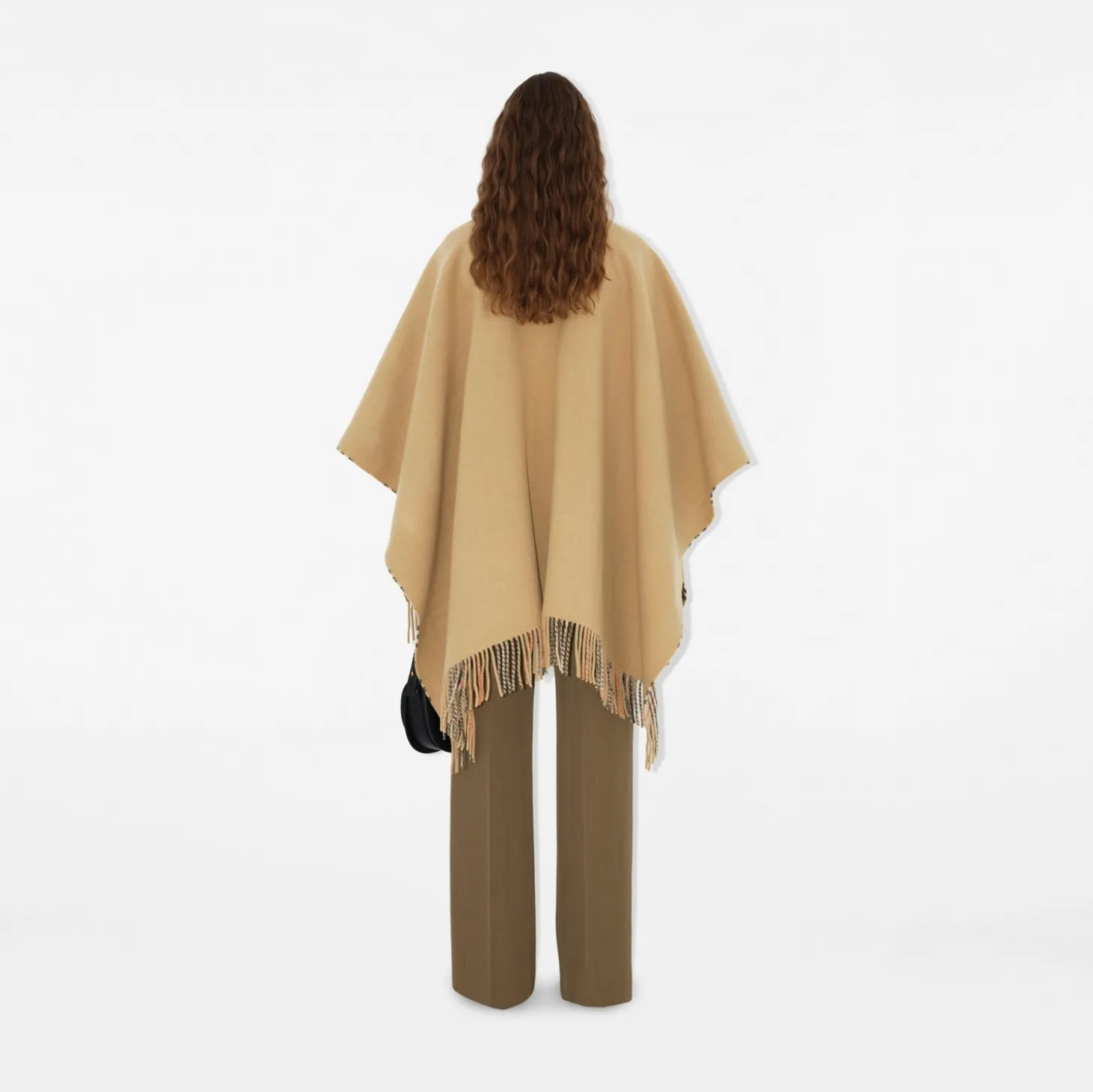 Check Wool Clip Cape
