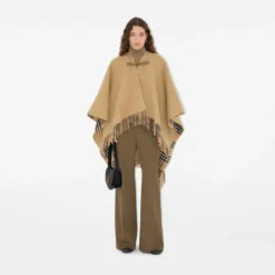Check Wool Clip Cape