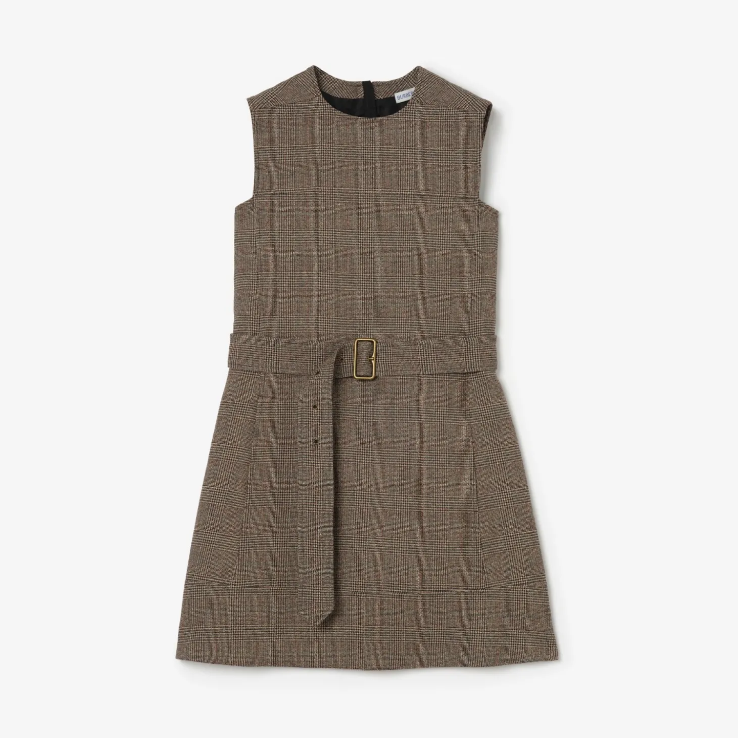 Check Wool Linen Blend Dress