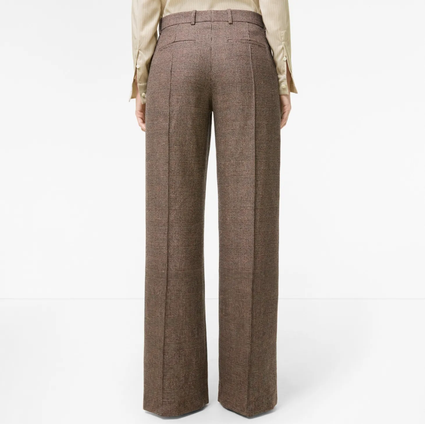 Check Wool Linen Blend Tailored Trousers