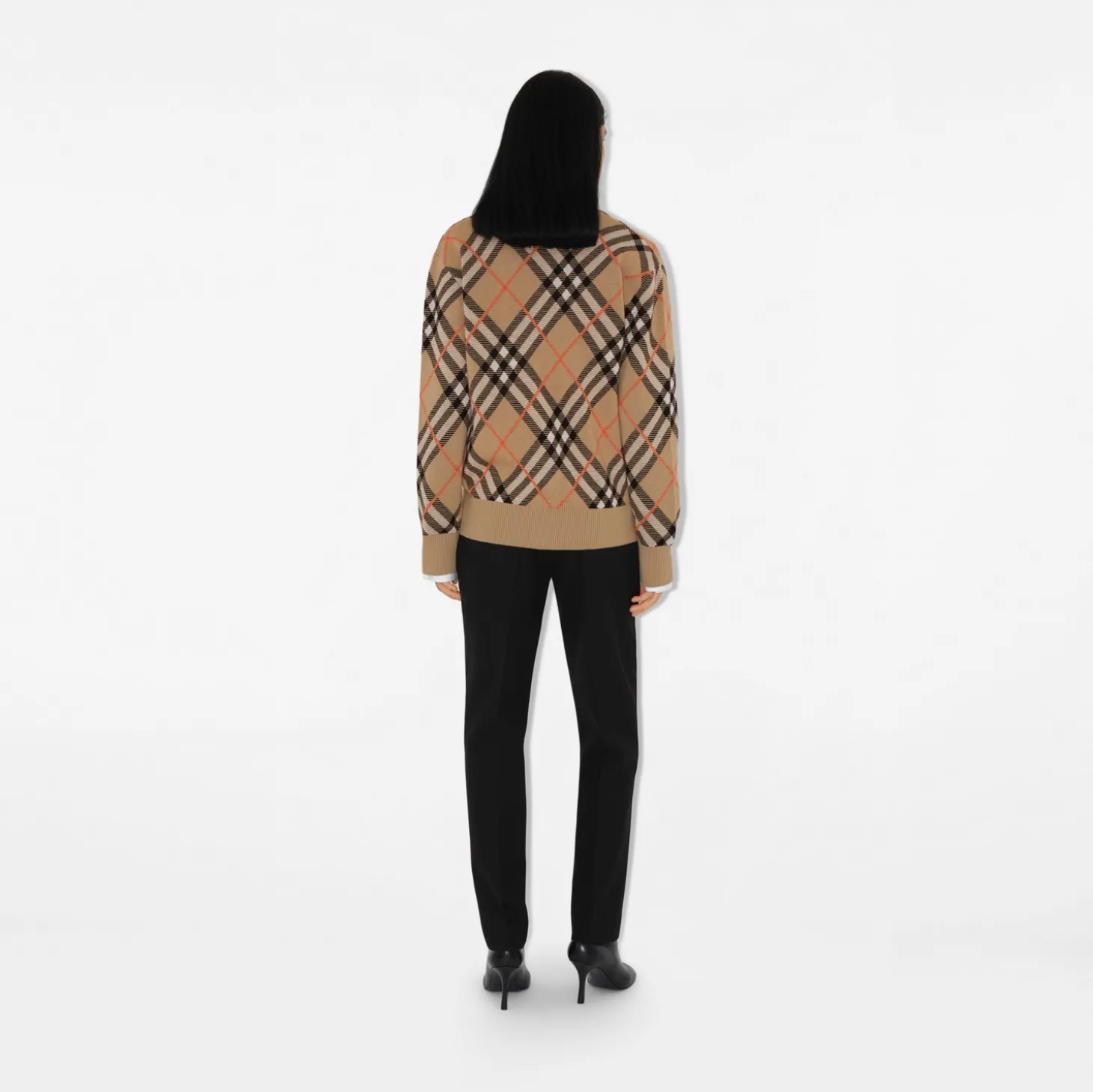 Check Wool Mohair Blend Cardigan