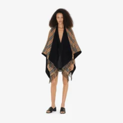 Check Wool Reversible Cape