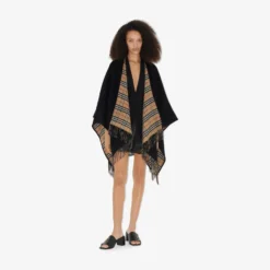 Check Wool Reversible Cape