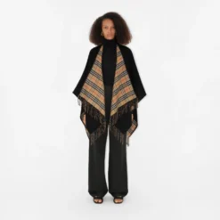 Check Wool Reversible Cape